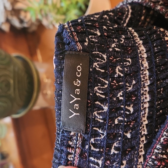 YaYa & Co. Dress, large(fits more like a medium), blue with floral and strips - Picture 5 of 6